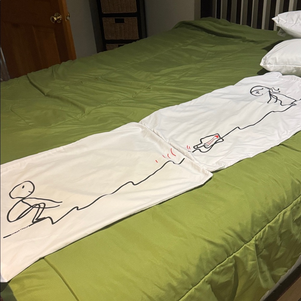 ♥️ White Pillowcases with Stick Figure Design ♥️